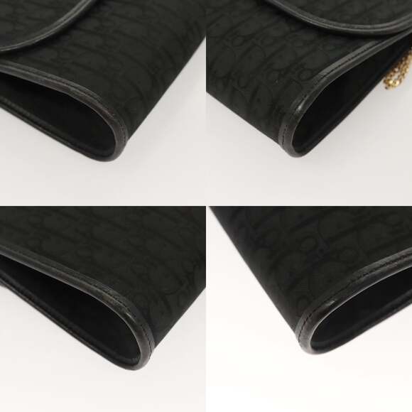 DIOR Trotter Canvas Chain Shoulder Bag Black Gold - Picture 10 of 12